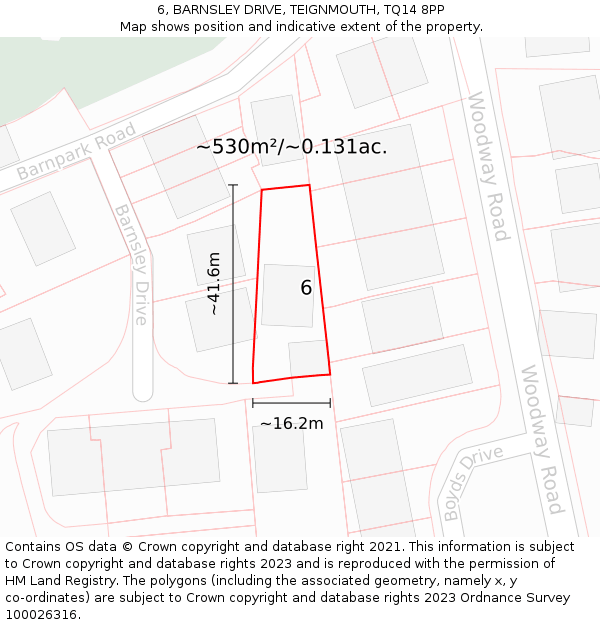 6, BARNSLEY DRIVE, TEIGNMOUTH, TQ14 8PP: Plot and title map