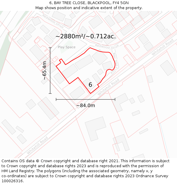 6, BAY TREE CLOSE, BLACKPOOL, FY4 5GN: Plot and title map