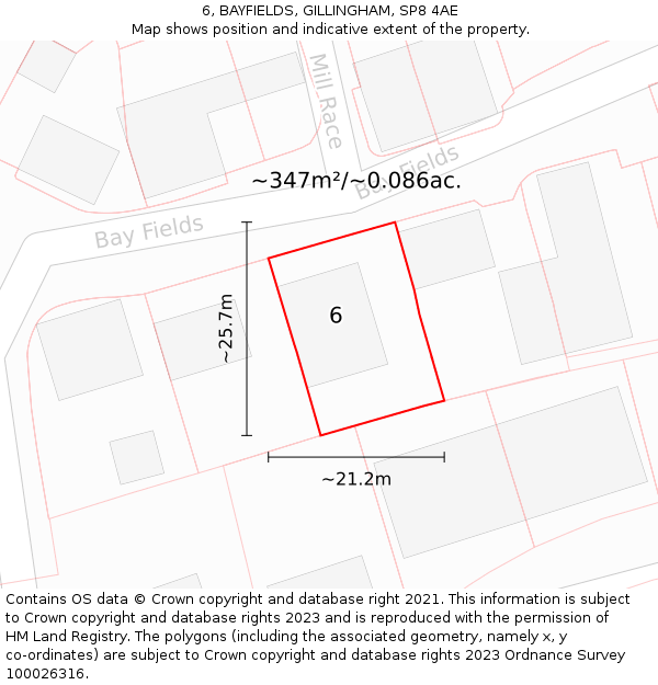 6, BAYFIELDS, GILLINGHAM, SP8 4AE: Plot and title map