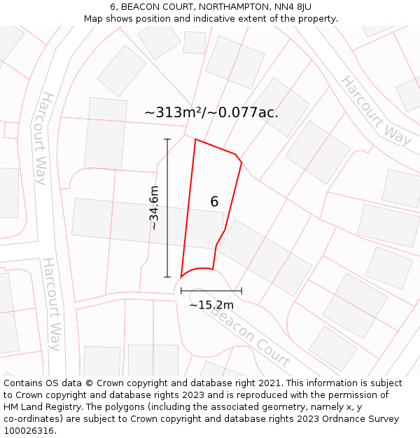 6, BEACON COURT, NORTHAMPTON, NN4 8JU: Plot and title map