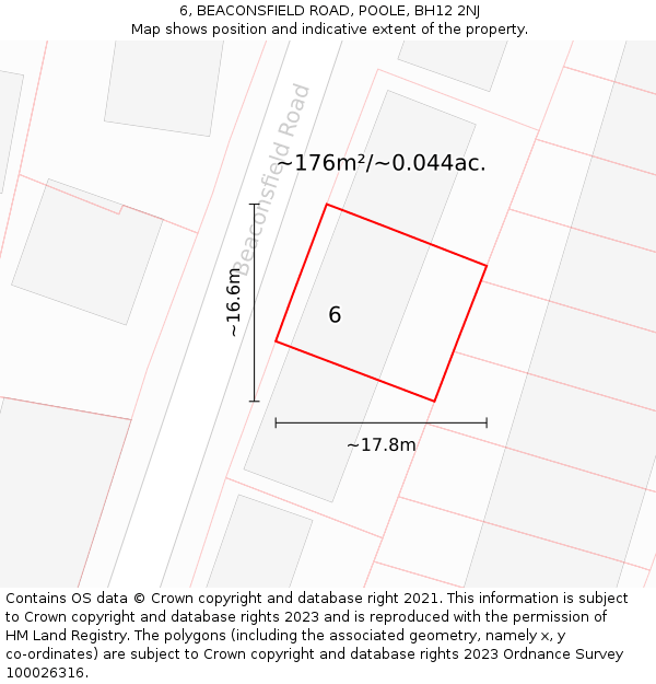 6, BEACONSFIELD ROAD, POOLE, BH12 2NJ: Plot and title map