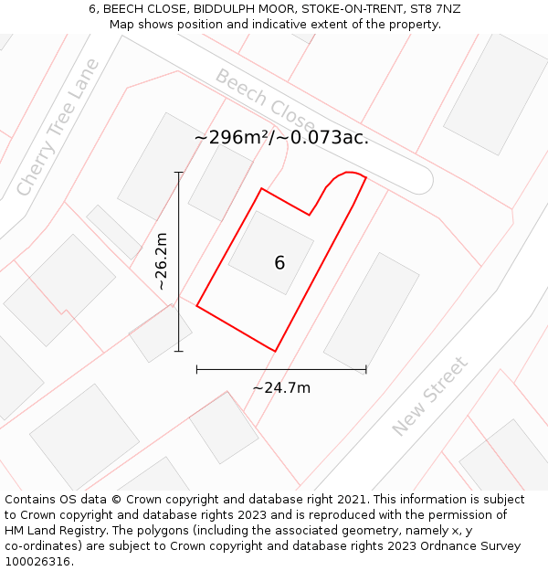 6, BEECH CLOSE, BIDDULPH MOOR, STOKE-ON-TRENT, ST8 7NZ: Plot and title map