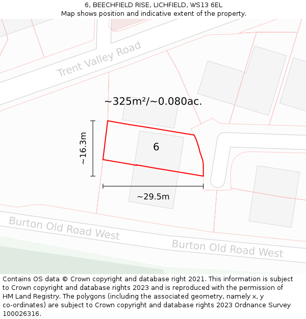 6, BEECHFIELD RISE, LICHFIELD, WS13 6EL: Plot and title map