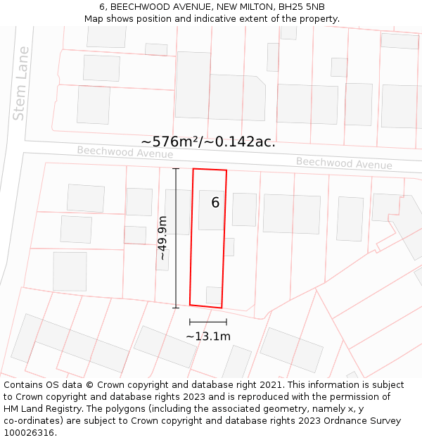 6, BEECHWOOD AVENUE, NEW MILTON, BH25 5NB: Plot and title map