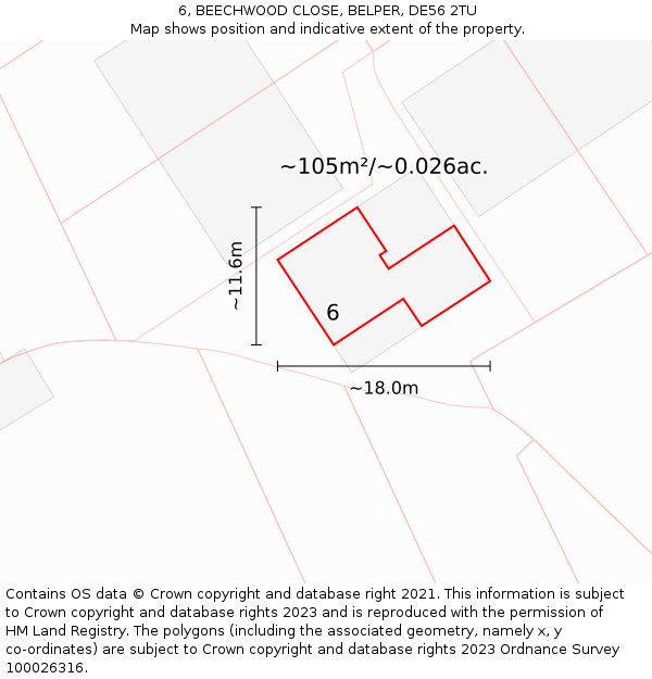 6, BEECHWOOD CLOSE, BELPER, DE56 2TU: Plot and title map