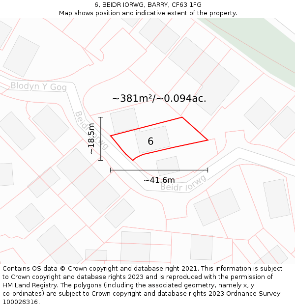 6, BEIDR IORWG, BARRY, CF63 1FG: Plot and title map