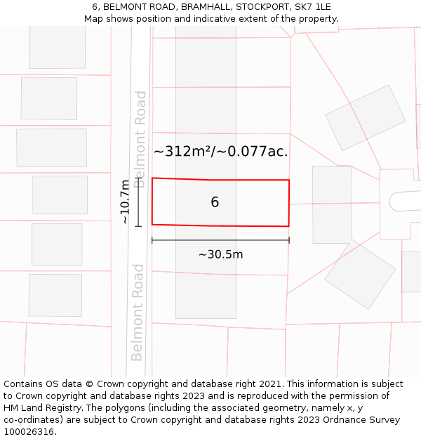 6, BELMONT ROAD, BRAMHALL, STOCKPORT, SK7 1LE: Plot and title map