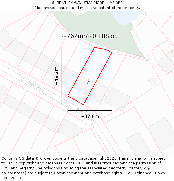 6, BENTLEY WAY, STANMORE, HA7 3RP: Plot and title map