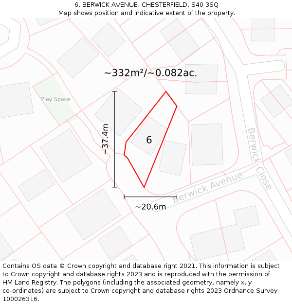 6, BERWICK AVENUE, CHESTERFIELD, S40 3SQ: Plot and title map