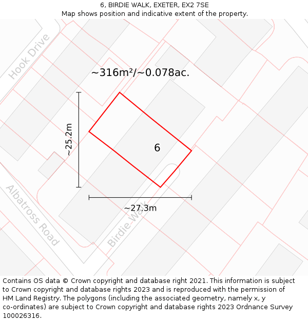 6, BIRDIE WALK, EXETER, EX2 7SE: Plot and title map