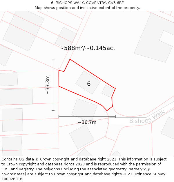 6, BISHOPS WALK, COVENTRY, CV5 6RE: Plot and title map