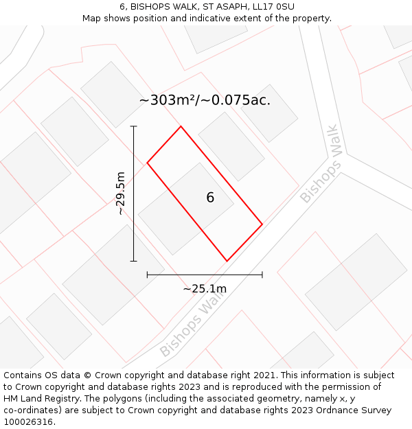 6, BISHOPS WALK, ST ASAPH, LL17 0SU: Plot and title map