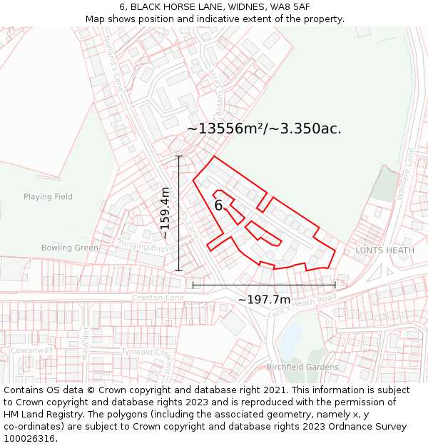 6, BLACK HORSE LANE, WIDNES, WA8 5AF: Plot and title map