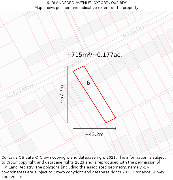 6, BLANDFORD AVENUE, OXFORD, OX2 8DY: Plot and title map