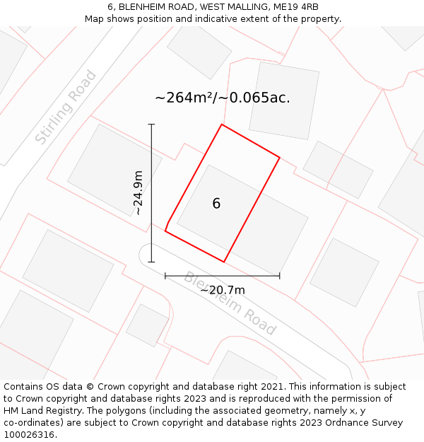 6, BLENHEIM ROAD, WEST MALLING, ME19 4RB: Plot and title map
