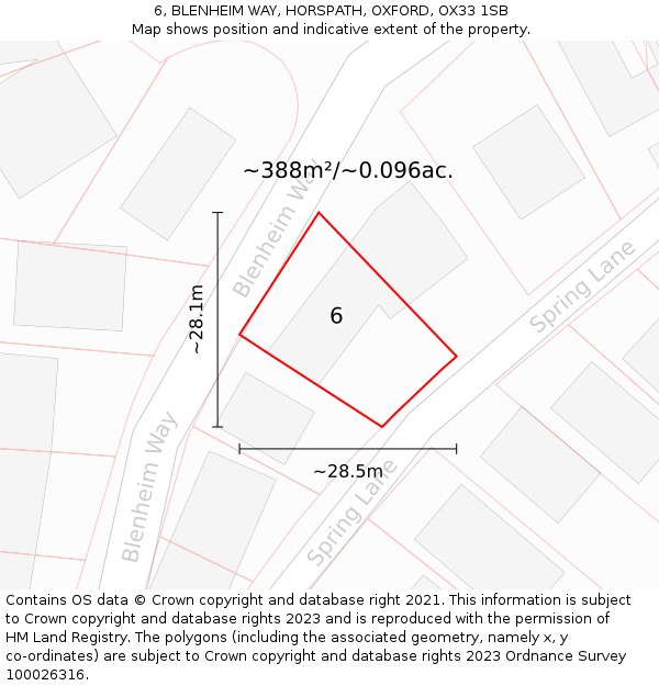 6, BLENHEIM WAY, HORSPATH, OXFORD, OX33 1SB: Plot and title map