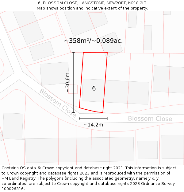 6, BLOSSOM CLOSE, LANGSTONE, NEWPORT, NP18 2LT: Plot and title map