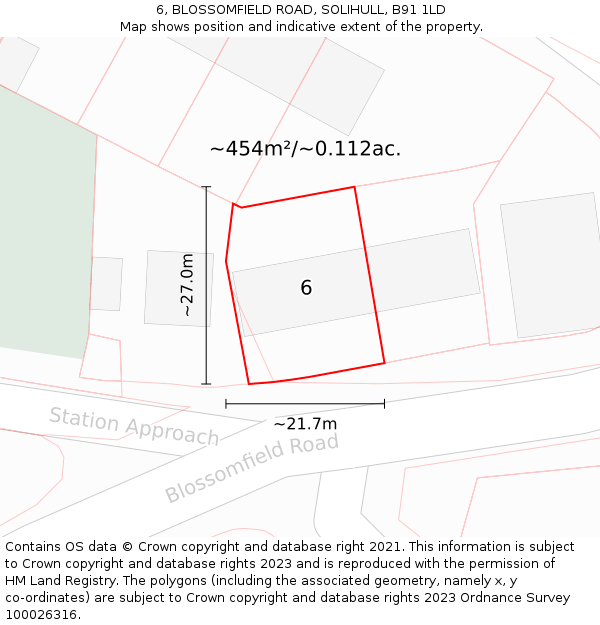 6, BLOSSOMFIELD ROAD, SOLIHULL, B91 1LD: Plot and title map