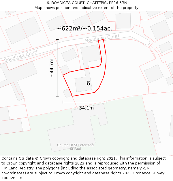 6, BOADICEA COURT, CHATTERIS, PE16 6BN: Plot and title map