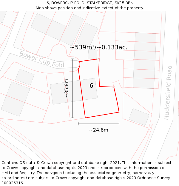 6, BOWERCUP FOLD, STALYBRIDGE, SK15 3RN: Plot and title map