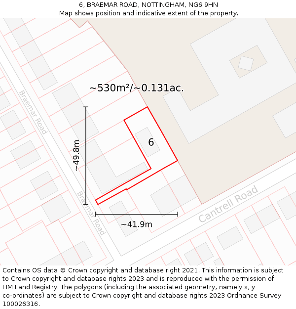 6, BRAEMAR ROAD, NOTTINGHAM, NG6 9HN: Plot and title map