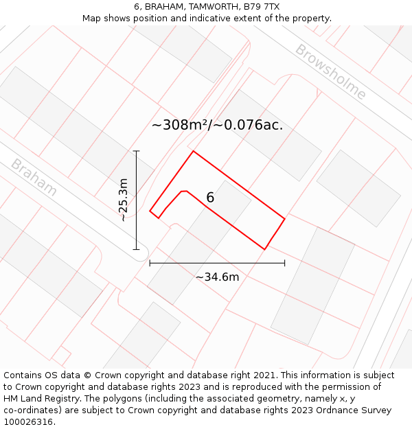 6, BRAHAM, TAMWORTH, B79 7TX: Plot and title map