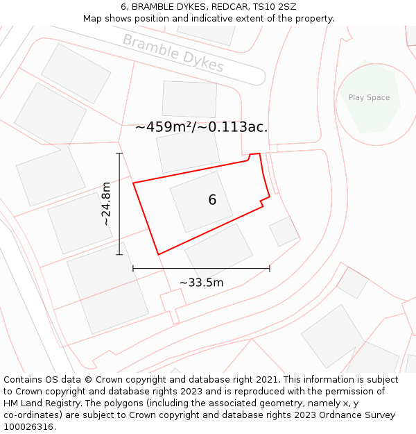 6, BRAMBLE DYKES, REDCAR, TS10 2SZ: Plot and title map