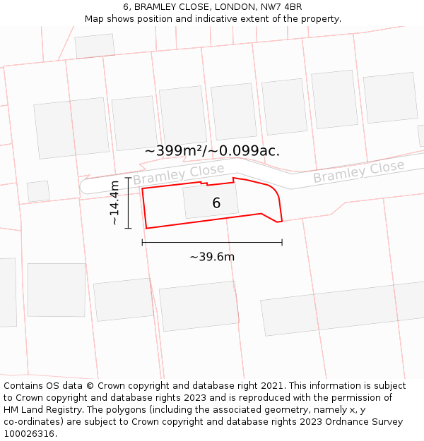 6, BRAMLEY CLOSE, LONDON, NW7 4BR: Plot and title map