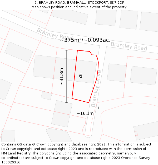 6, BRAMLEY ROAD, BRAMHALL, STOCKPORT, SK7 2DP: Plot and title map