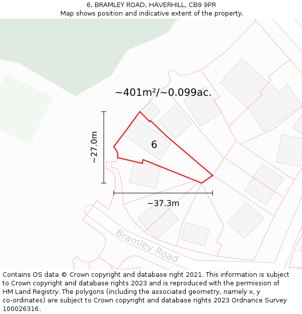 6, BRAMLEY ROAD, HAVERHILL, CB9 9PR: Plot and title map