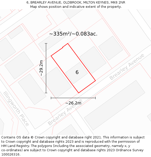 6, BREARLEY AVENUE, OLDBROOK, MILTON KEYNES, MK6 2NR: Plot and title map