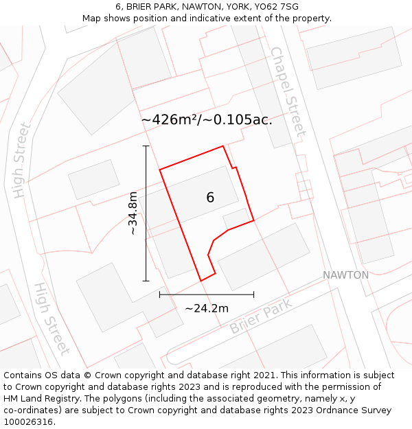 6, BRIER PARK, NAWTON, YORK, YO62 7SG: Plot and title map