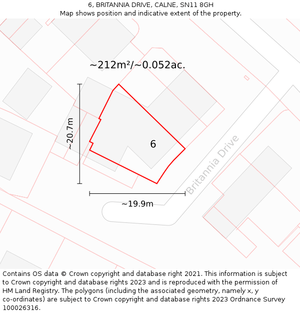 6, BRITANNIA DRIVE, CALNE, SN11 8GH: Plot and title map