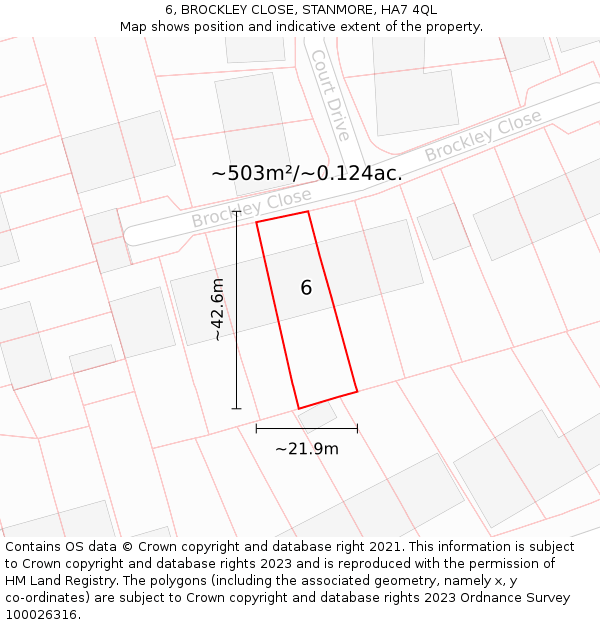 6, BROCKLEY CLOSE, STANMORE, HA7 4QL: Plot and title map