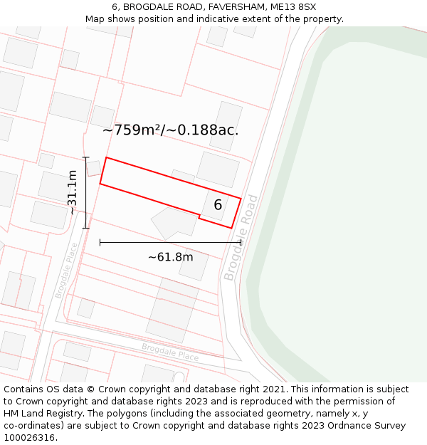 6, BROGDALE ROAD, FAVERSHAM, ME13 8SX: Plot and title map