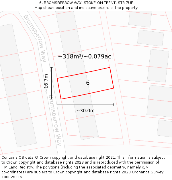 6, BROMSBERROW WAY, STOKE-ON-TRENT, ST3 7UE: Plot and title map