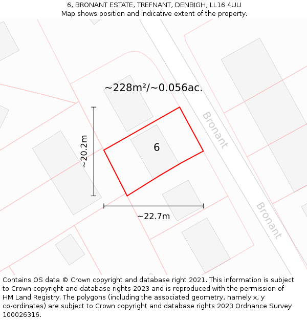 6, BRONANT ESTATE, TREFNANT, DENBIGH, LL16 4UU: Plot and title map