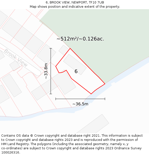 6, BROOK VIEW, NEWPORT, TF10 7UB: Plot and title map