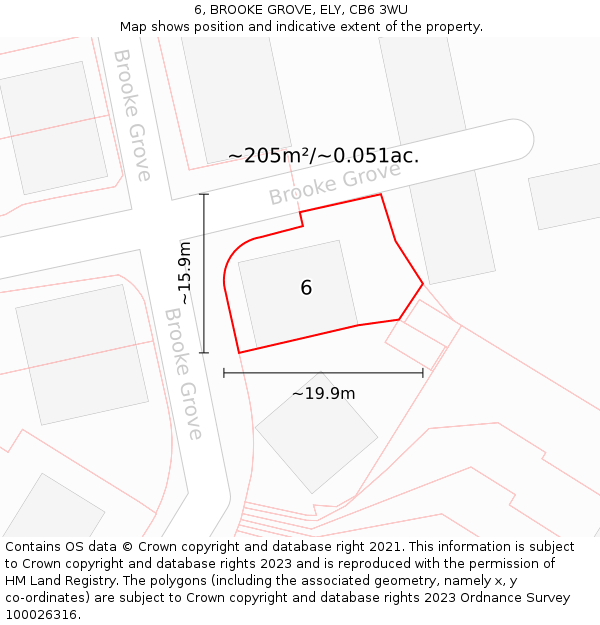 6, BROOKE GROVE, ELY, CB6 3WU: Plot and title map