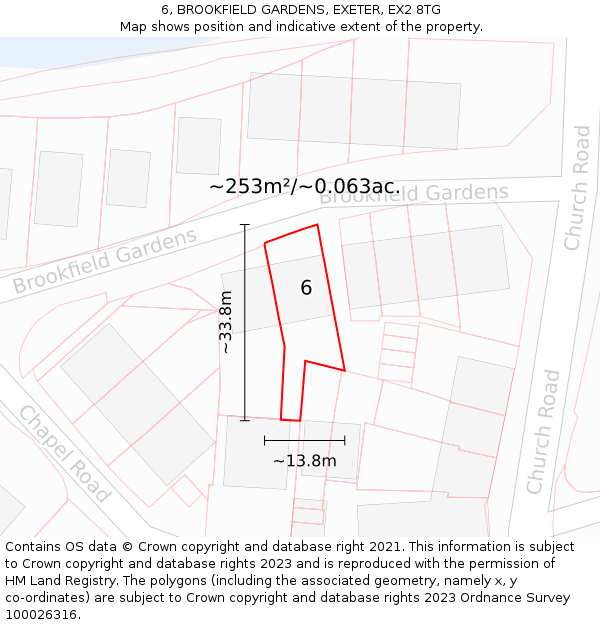 6, BROOKFIELD GARDENS, EXETER, EX2 8TG: Plot and title map