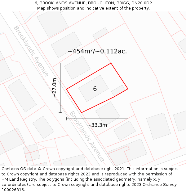 6, BROOKLANDS AVENUE, BROUGHTON, BRIGG, DN20 0DP: Plot and title map