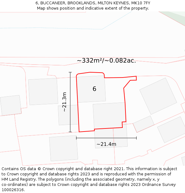 6, BUCCANEER, BROOKLANDS, MILTON KEYNES, MK10 7FY: Plot and title map