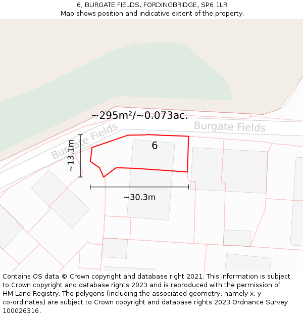 6, BURGATE FIELDS, FORDINGBRIDGE, SP6 1LR: Plot and title map