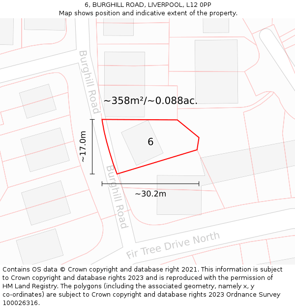 6, BURGHILL ROAD, LIVERPOOL, L12 0PP: Plot and title map