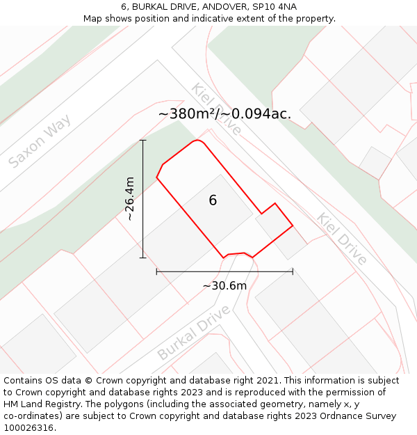 6, BURKAL DRIVE, ANDOVER, SP10 4NA: Plot and title map