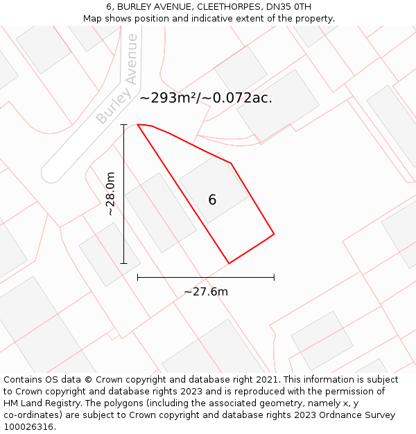 6, BURLEY AVENUE, CLEETHORPES, DN35 0TH: Plot and title map