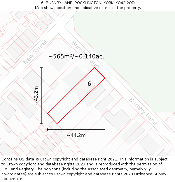 6, BURNBY LANE, POCKLINGTON, YORK, YO42 2QD: Plot and title map