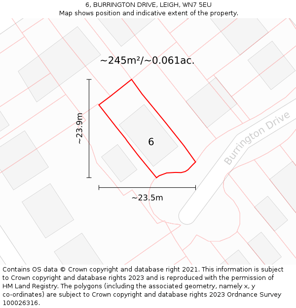 6, BURRINGTON DRIVE, LEIGH, WN7 5EU: Plot and title map