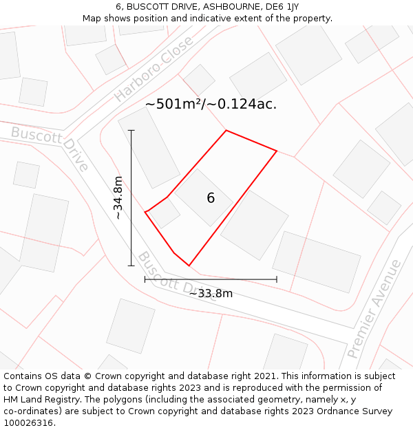 6, BUSCOTT DRIVE, ASHBOURNE, DE6 1JY: Plot and title map