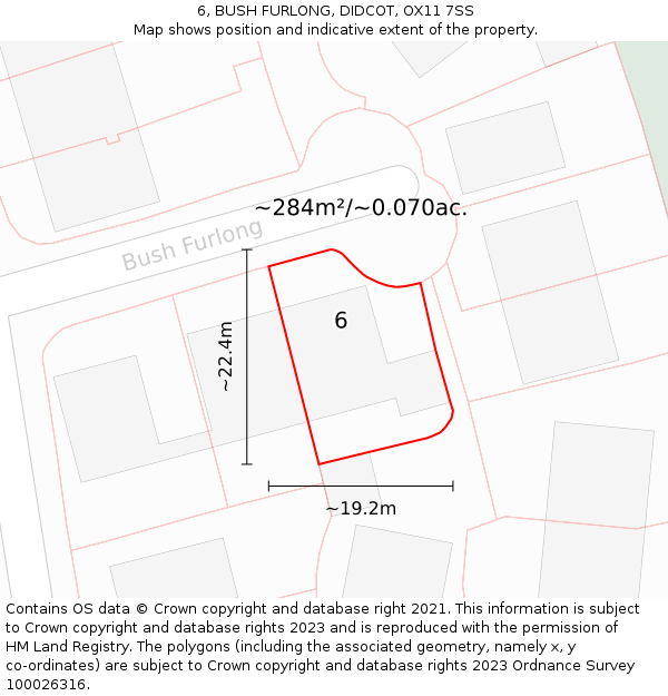 6, BUSH FURLONG, DIDCOT, OX11 7SS: Plot and title map